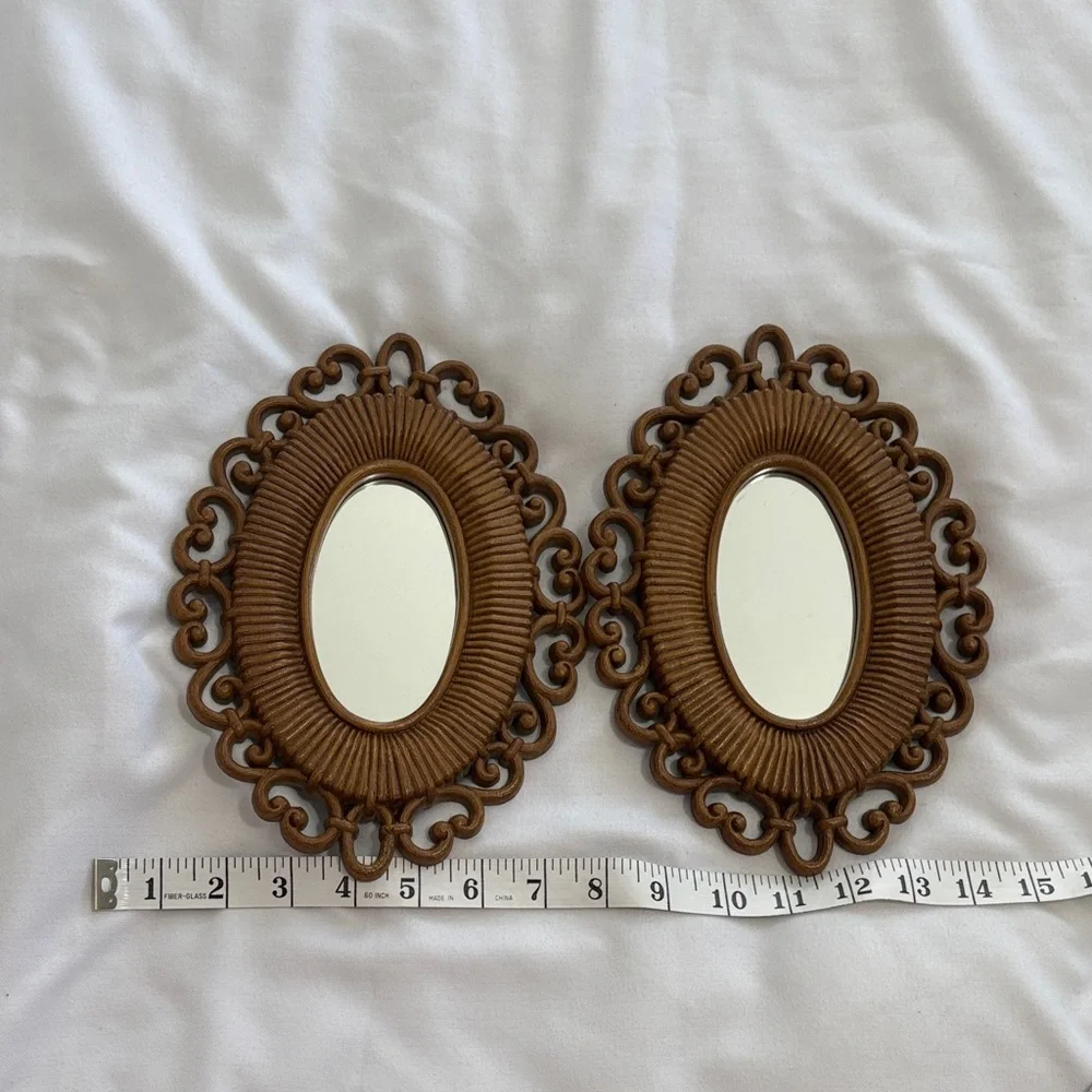 American Vintage Brown Ornate Wall Mirrors
